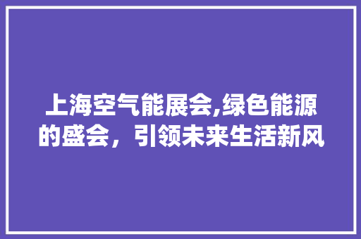 上海空气能展会,绿色能源的盛会，引领未来生活新风尚_空气能展会上海 上海空气能展会,绿色能源的盛会，引领未来生活新风尚_空气能展会上海 空调