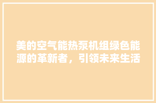 美的空气能热泵机组绿色能源的革新者，引领未来生活新风尚 清洁保养