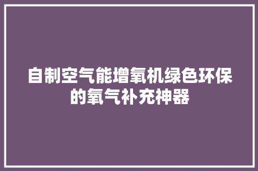自制空气能增氧机绿色环保的氧气补充神器 家居维修