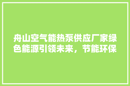 舟山空气能热泵供应厂家绿色能源引领未来，节能环保新风尚 旧房改造