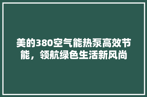 美的380空气能热泵高效节能，领航绿色生活新风尚 清洁保养