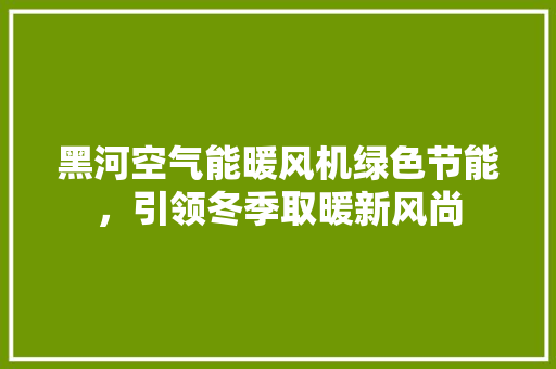 黑河空气能暖风机绿色节能，引领冬季取暖新风尚 家具修理