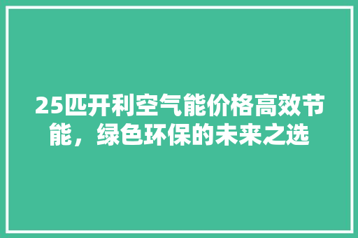 25匹开利空气能价格高效节能，绿色环保的未来之选 局部翻新