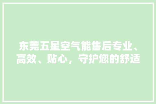 东莞五星空气能售后专业、高效、贴心，守护您的舒适生活 热水器