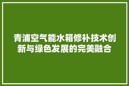 青浦空气能水箱修补技术创新与绿色发展的完美融合 空调