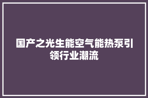 国产之光生能空气能热泵引领行业潮流 局部翻新