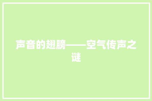 声音的翅膀——空气传声之谜 翻新改色