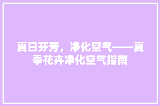 夏日芬芳，净化空气——夏季花卉净化空气指南 家具修理