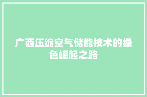 广西压缩空气储能技术的绿色崛起之路 水电维修