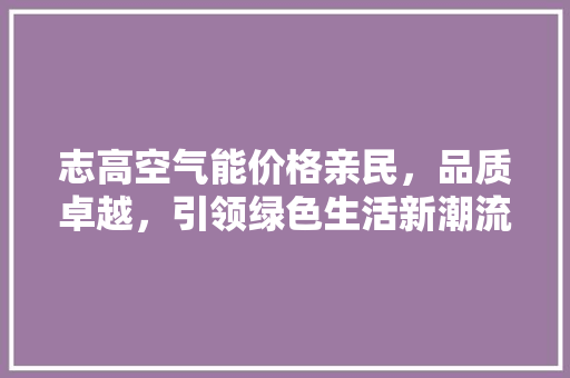 志高空气能价格亲民，品质卓越，引领绿色生活新潮流 洗衣机