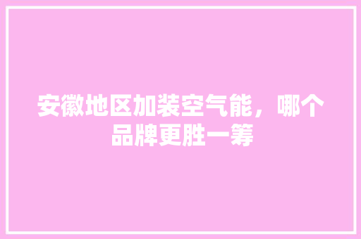 安徽地区加装空气能，哪个品牌更胜一筹 家居维修