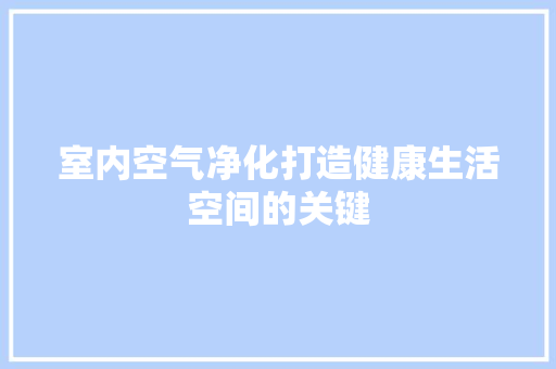 室内空气净化打造健康生活空间的关键 热水器