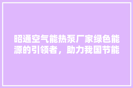 昭通空气能热泵厂家绿色能源的引领者，助力我国节能减排事业 家居维修