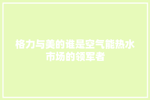 格力与美的谁是空气能热水市场的领军者 清洁保养