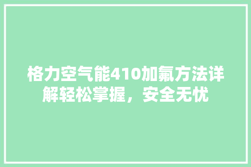 格力空气能410加氟方法详解轻松掌握，安全无忧 洁具维修