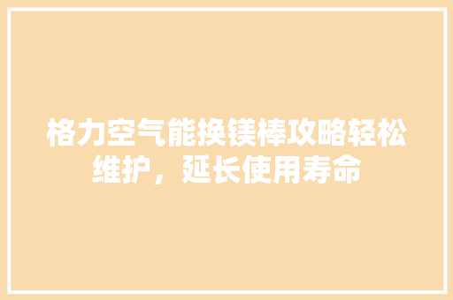 格力空气能换镁棒攻略轻松维护，延长使用寿命 旧房改造