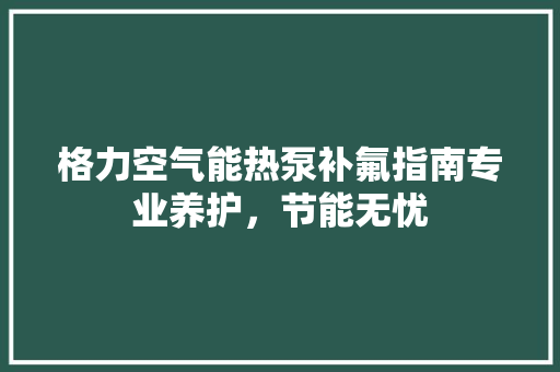 格力空气能热泵补氟指南专业养护，节能无忧 局部翻新