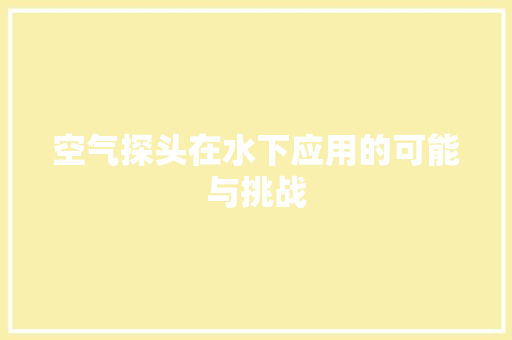 空气探头在水下应用的可能与挑战 洁具维修