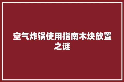 空气炸锅使用指南木块放置之谜 洗衣机