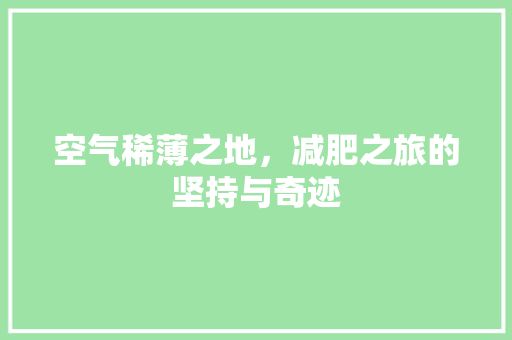 空气稀薄之地，减肥之旅的坚持与奇迹 水电维修