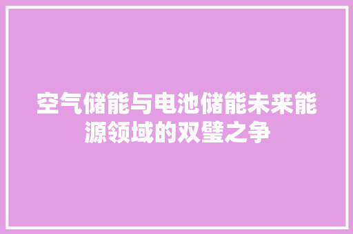 空气储能与电池储能未来能源领域的双璧之争 家电维护