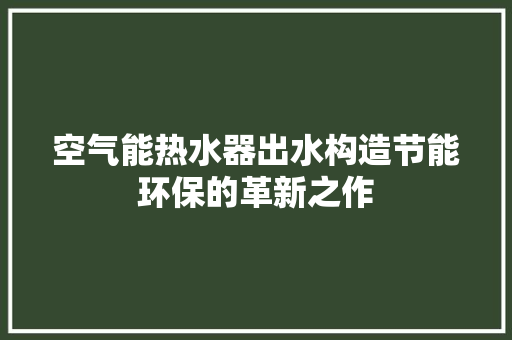 空气能热水器出水构造节能环保的革新之作 热水器