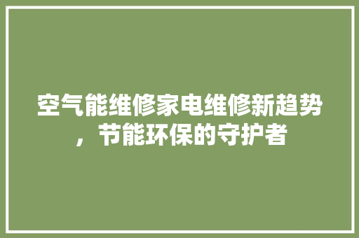 空气能维修家电维修新趋势，节能环保的守护者 灯具安装