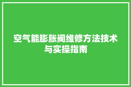 空气能膨胀阀维修方法技术与实操指南 清洁保养