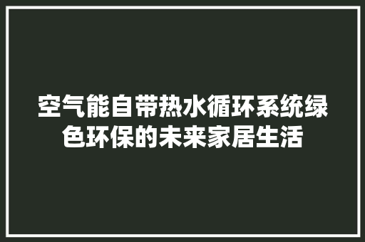 空气能自带热水循环系统绿色环保的未来家居生活 龙头管件