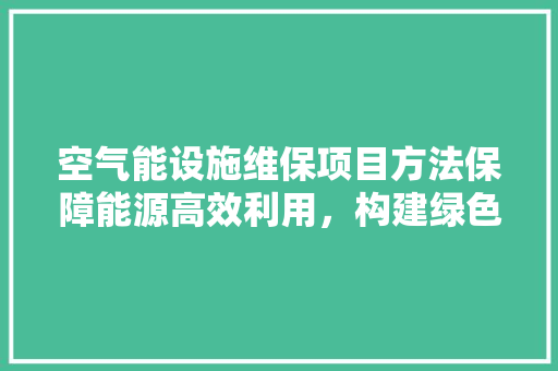 空气能设施维保项目方法保障能源高效利用，构建绿色环保未来 局部翻新