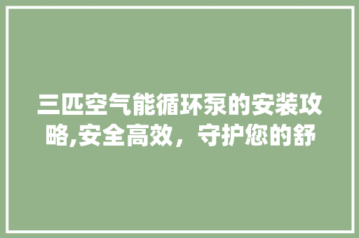 三匹空气能循环泵的安装攻略,安全高效，守护您的舒适生活_3匹空气能循环泵怎么安装 三匹空气能循环泵的安装攻略,安全高效，守护您的舒适生活_3匹空气能循环泵怎么安装 洁具维修