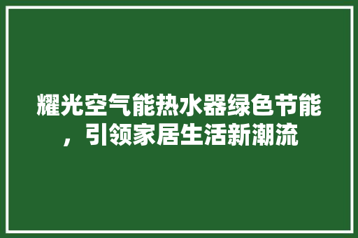 耀光空气能热水器绿色节能，引领家居生活新潮流 旧房改造