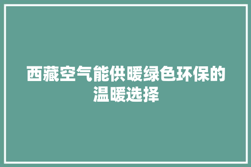 西藏空气能供暖绿色环保的温暖选择 热水器