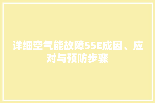 详细空气能故障55E成因、应对与预防步骤 家具修理