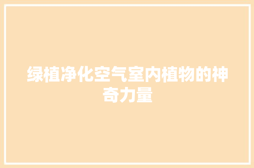绿植净化空气室内植物的神奇力量 冰箱