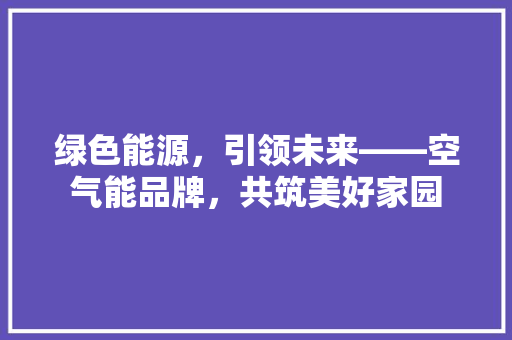 绿色能源，引领未来——空气能品牌，共筑美好家园 翻新改色