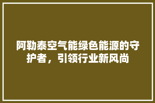 阿勒泰空气能绿色能源的守护者，引领行业新风尚 装修设计