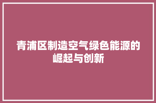 青浦区制造空气绿色能源的崛起与创新 空调