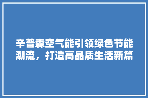 辛普森空气能引领绿色节能潮流，打造高品质生活新篇章 洗衣机