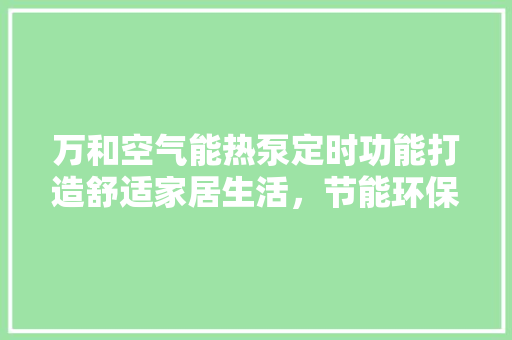 万和空气能热泵定时功能打造舒适家居生活，节能环保新选择 空调