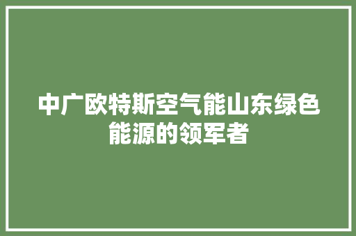 中广欧特斯空气能山东绿色能源的领军者 龙头管件
