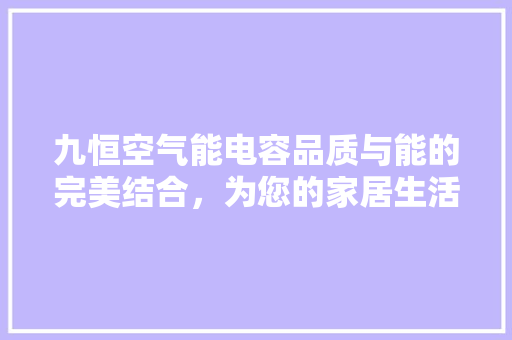 九恒空气能电容品质与能的完美结合，为您的家居生活保驾护航 洁具维修