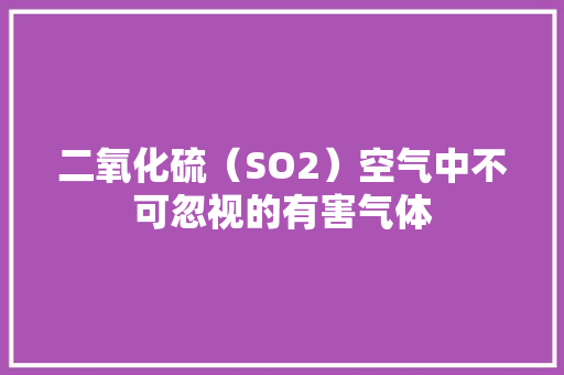 二氧化硫（SO2）空气中不可忽视的有害气体 洗衣机