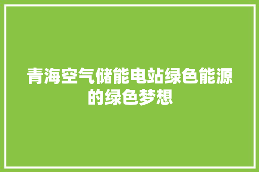 青海空气储能电站绿色能源的绿色梦想 冰箱