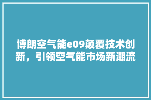 博朗空气能e09颠覆技术创新，引领空气能市场新潮流 局部翻新