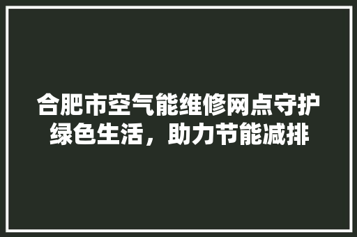 合肥市空气能维修网点守护绿色生活，助力节能减排 翻新改色