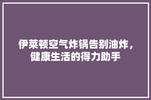 伊莱顿空气炸锅告别油炸，健康生活的得力助手 局部翻新