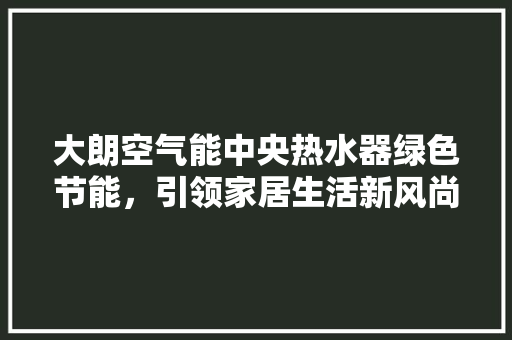 大朗空气能中央热水器绿色节能，引领家居生活新风尚 清洁保养
