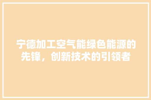 宁德加工空气能绿色能源的先锋，创新技术的引领者 家居维修