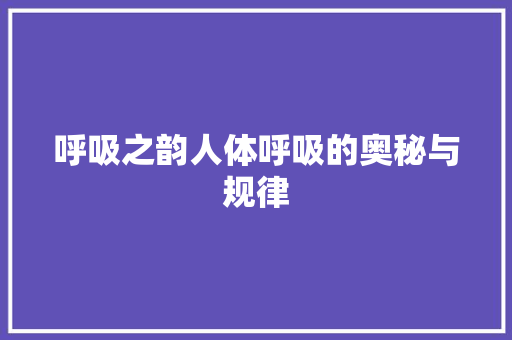 呼吸之韵人体呼吸的奥秘与规律 空调